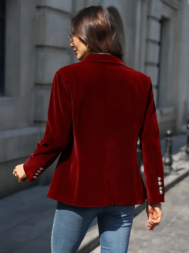 WW | Blazer Tailored fit Velvet texture Single-breasted With lapels