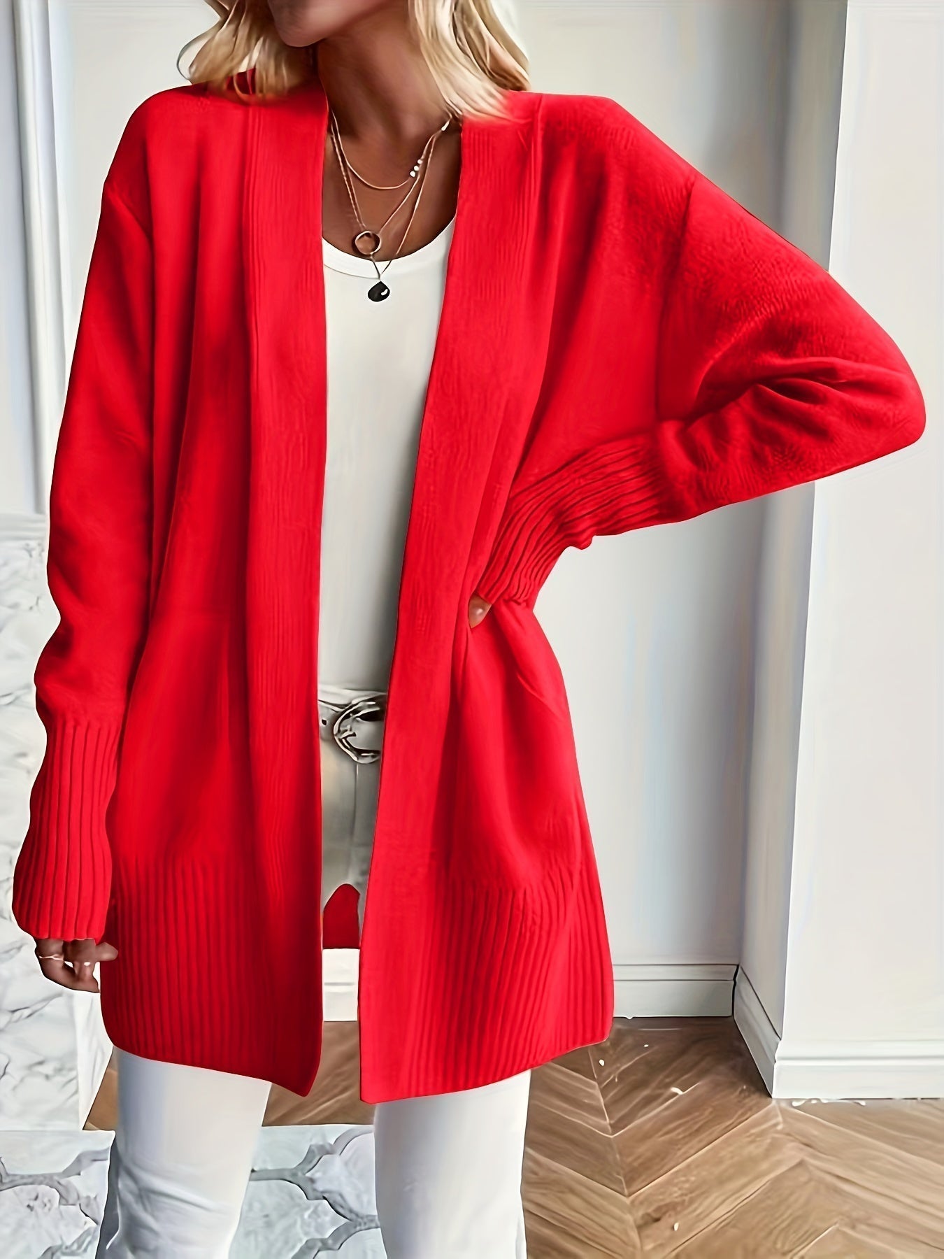 WW | Strickwaren-Woll-Cardigan mit Tasche für Damen - Perfekt für den Alltag