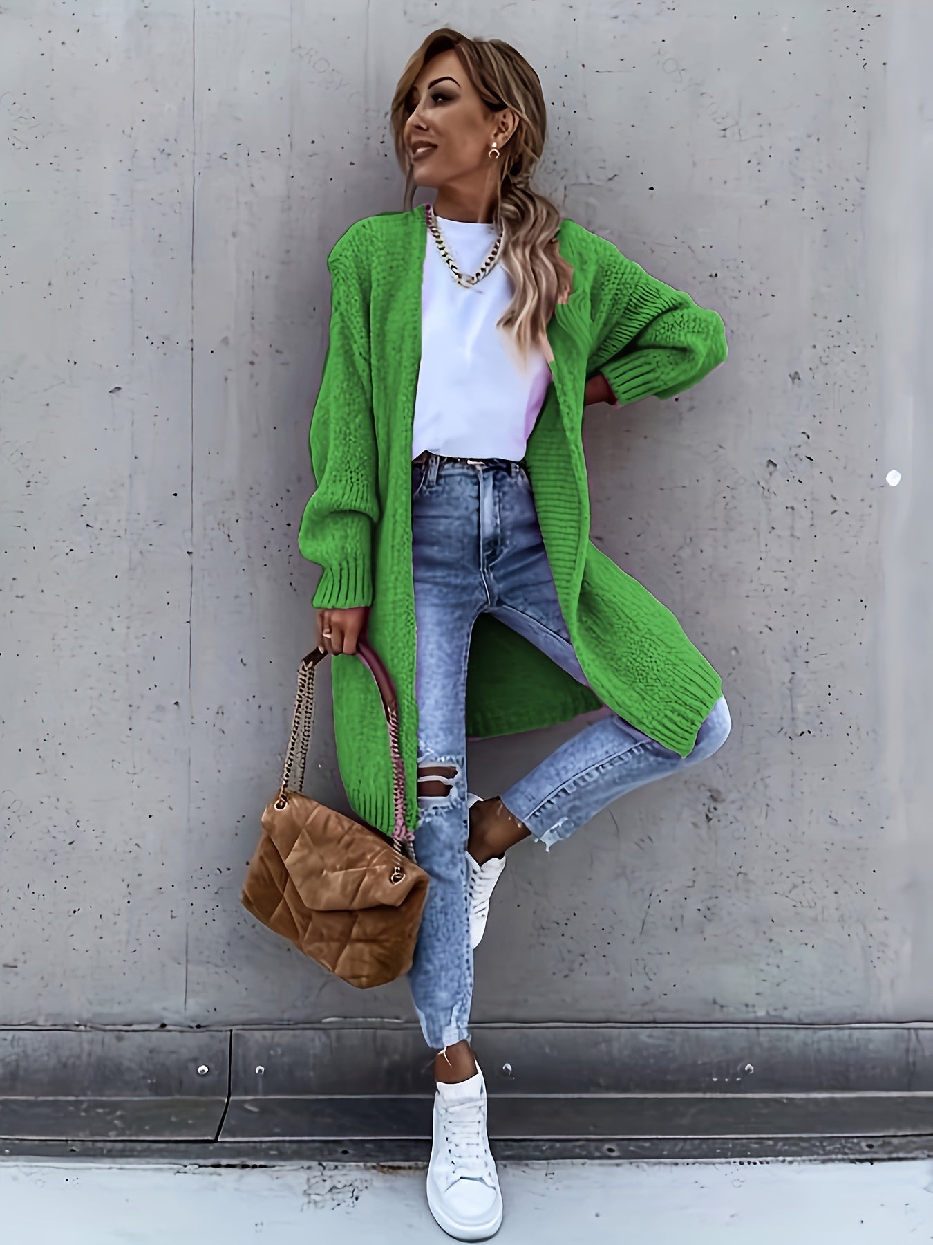 WW | Langarm Gestrickte Strickjacke Für Damen - Perfekt für Alltagstragen