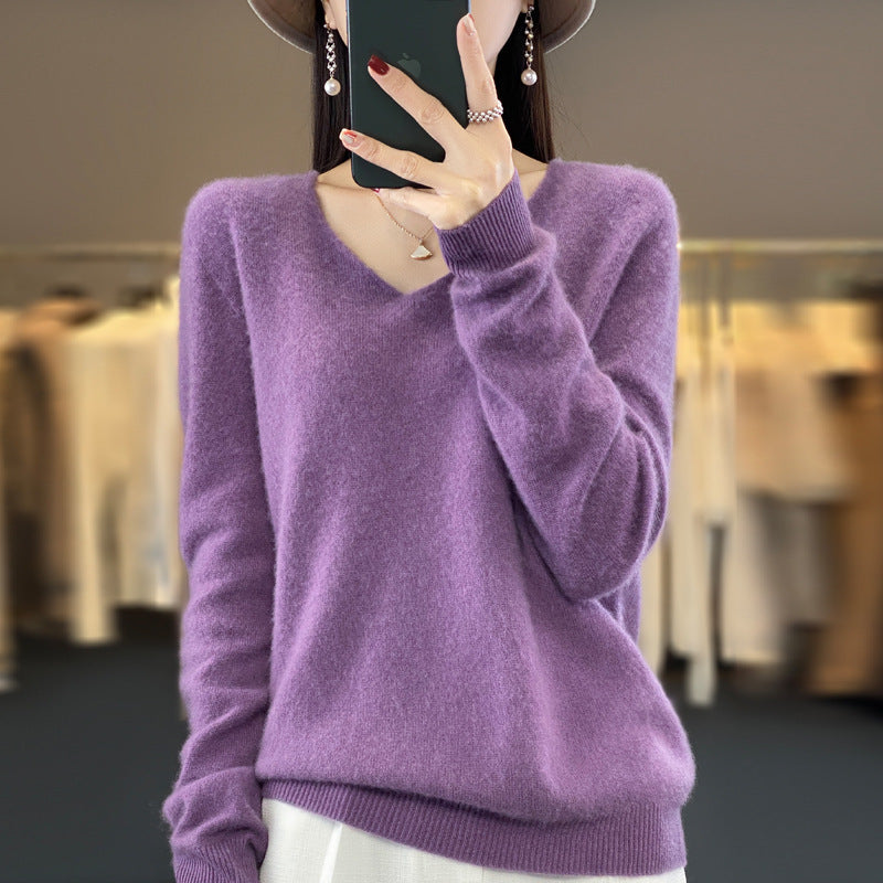 WW | Lockere Damenpullover mit V-Ausschnitt für Herbst und Winter