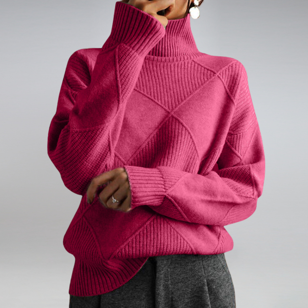WW | Cozy geometric knit turtleneck sweater for women