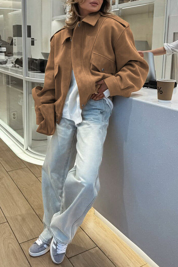 WW | Casual, loose-fitting jacket with zipper and long sleeves
