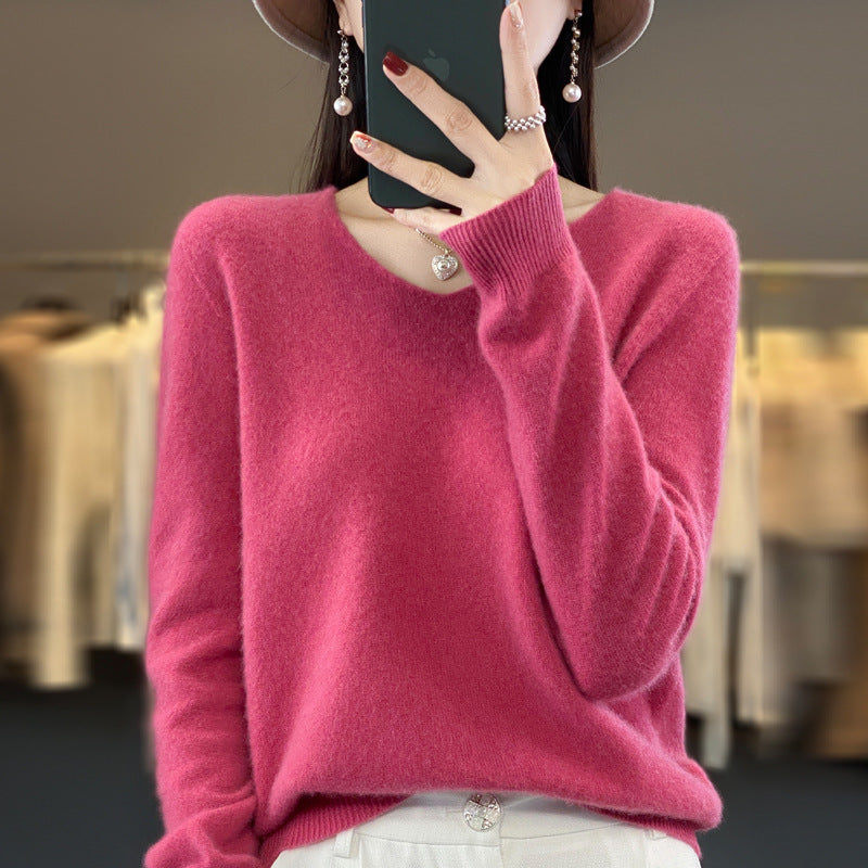 WW | Lockere Damenpullover mit V-Ausschnitt für Herbst und Winter