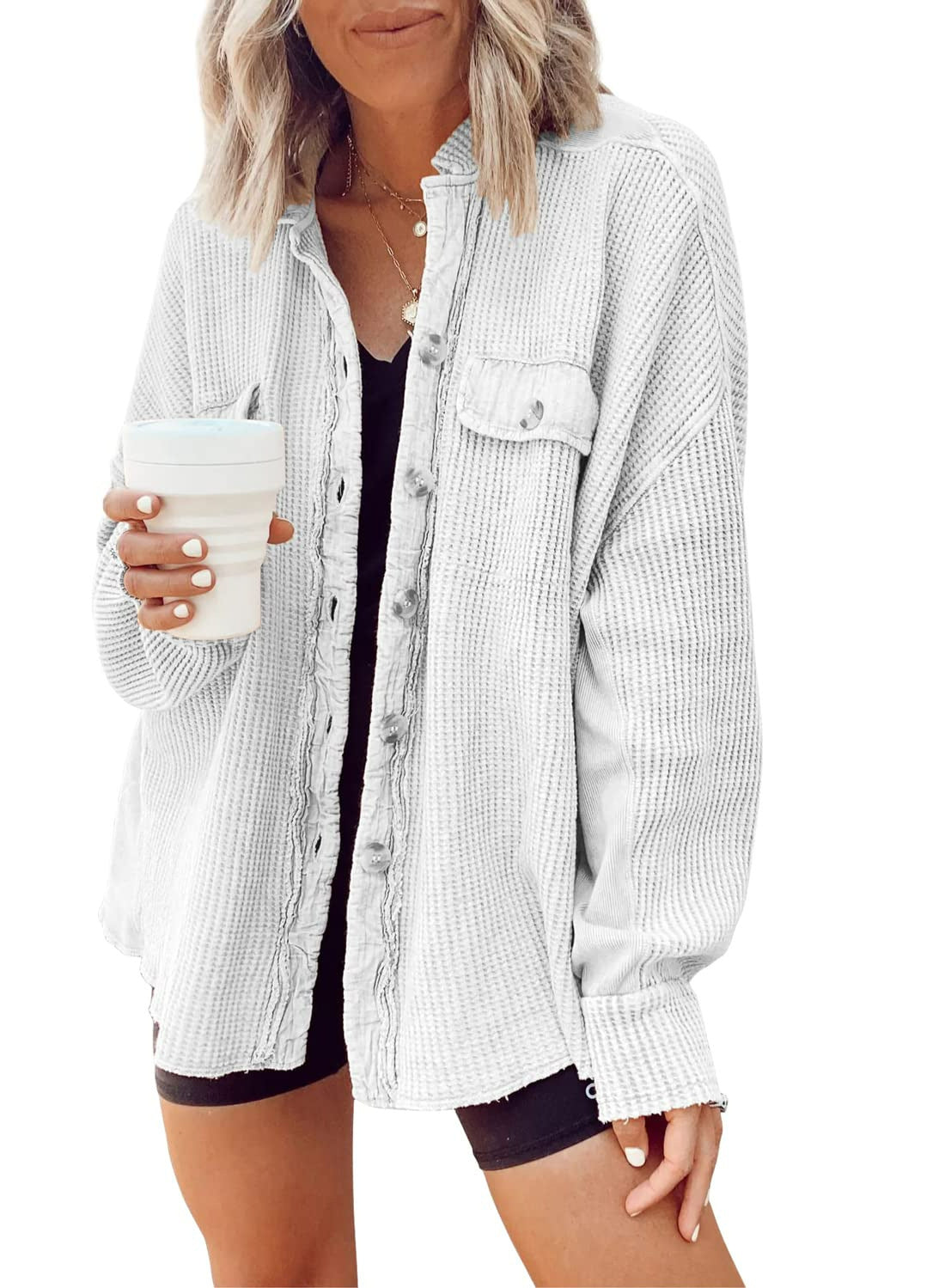 WW | Damenhemdjacke mit Kragen, langen Ärmeln und trendigem Design