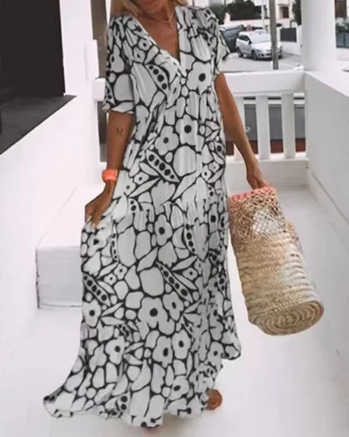 Summer New Short-Sleeved Print Dress