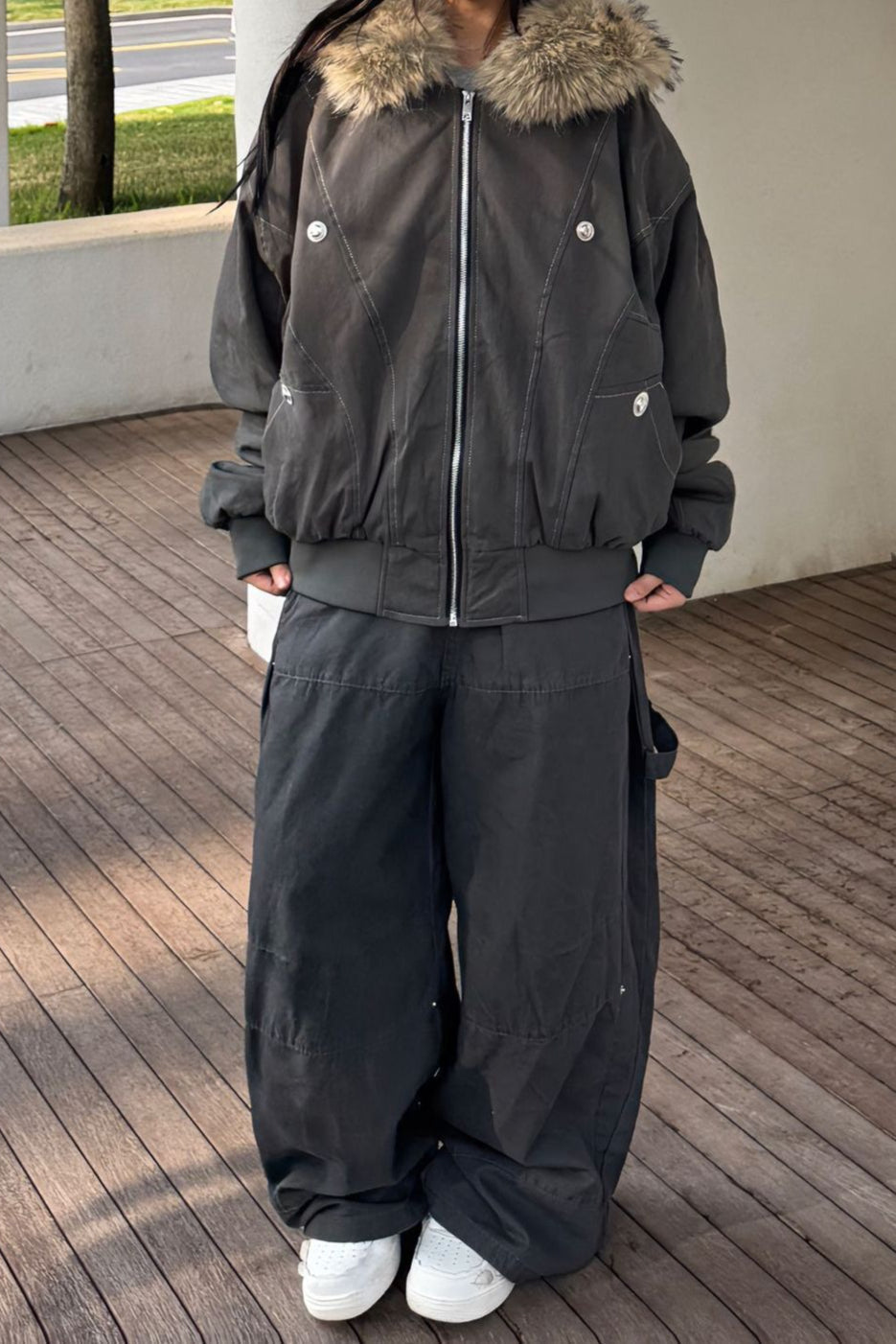 WW | Short Puffer Jacket with Fur Collar