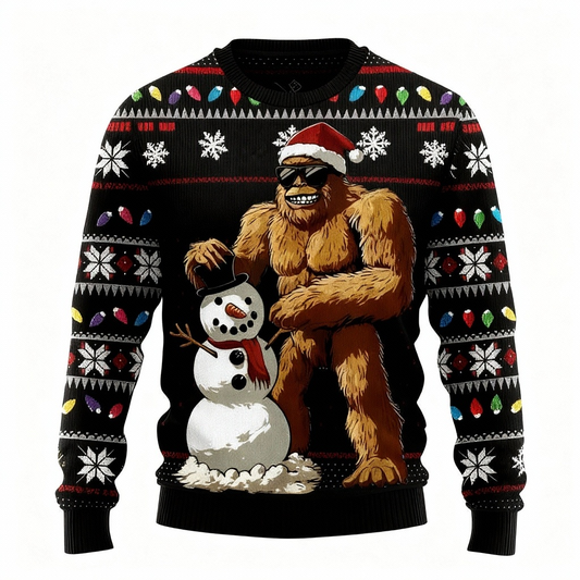WW | Xmas Tier- & Schneemanndruck - Hässliches Weihnachtsikonen-Mash-Up Hässlicher Pullover