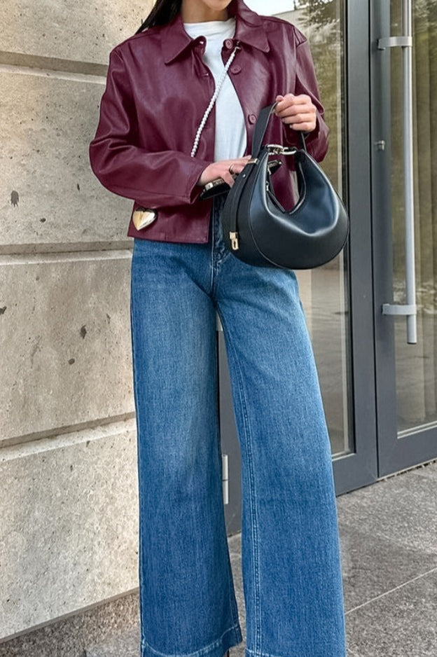 WW | Lose Passform PU Lederjacke
