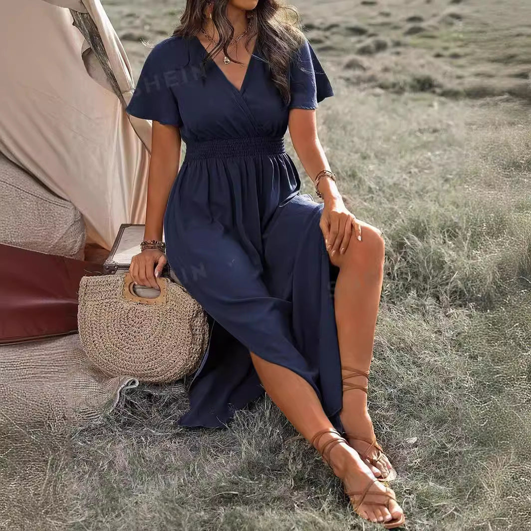 WW | Elegantes Kurzarmkleid Mit Chorkragen