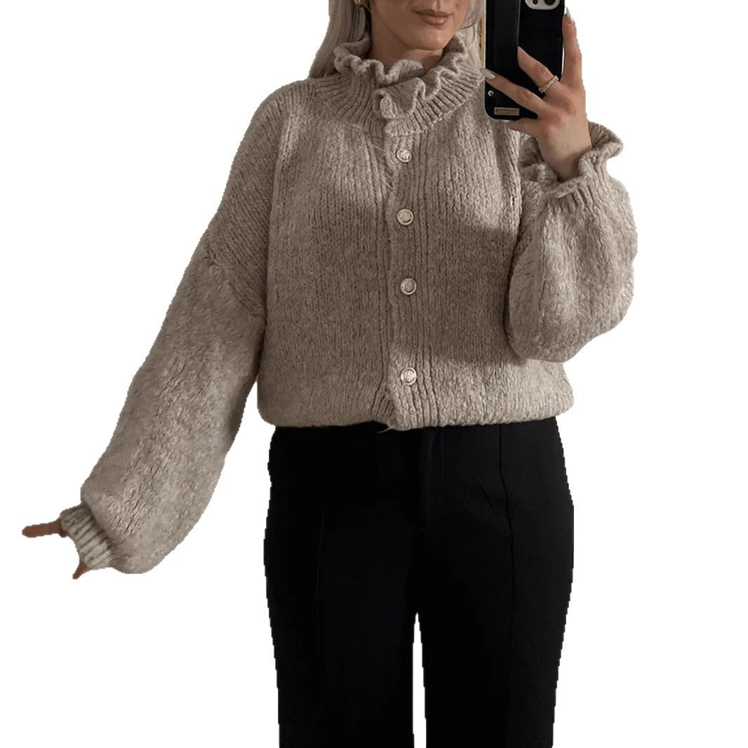 WW | Chic women's cardigan with buttons and stylish collar