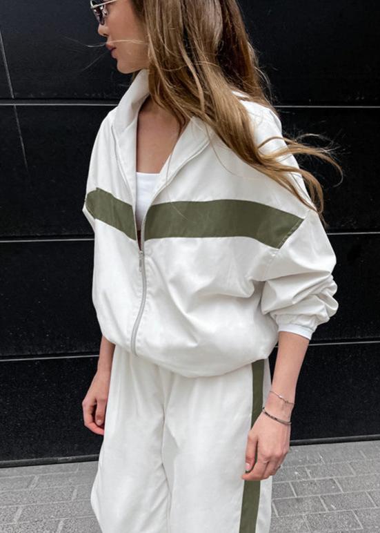 WW | Edge - Contrast Zip Jacket and Wide Leg Trousers Set
