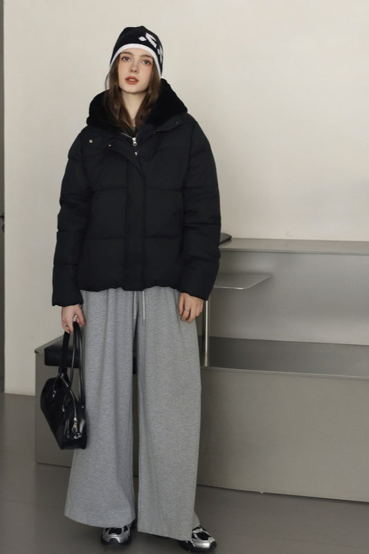 WW | Faux Fur Cropped Puffer Jacket