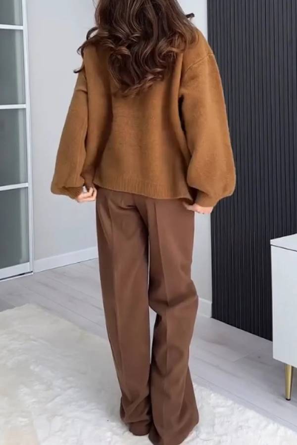 WW | Farbe Vielseitiger V-Ausschnitt Taschenpullover Jacke