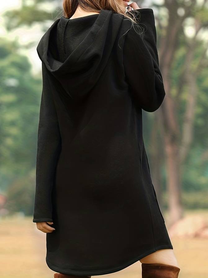 WW - Rotes Kapuzen Sweatshirtkleid mit Taschen