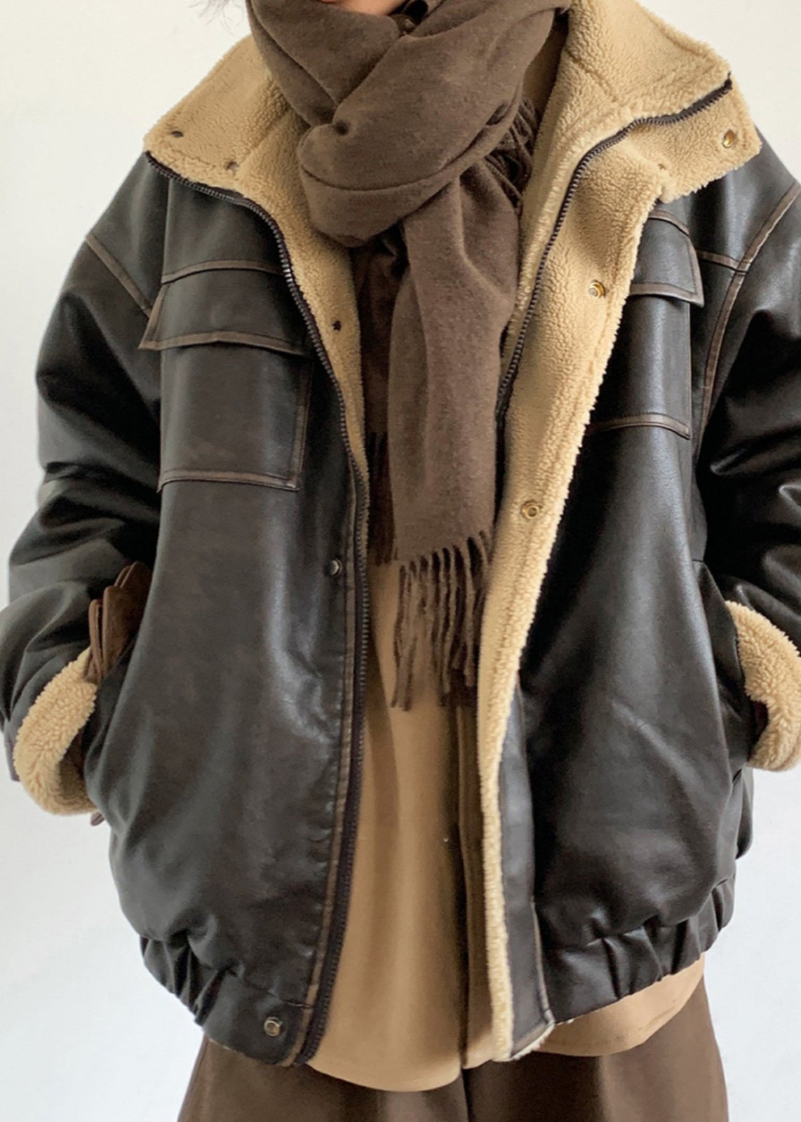 WW | Inspired Lamb Fleece Lined Leather Jacket – Unisex Style