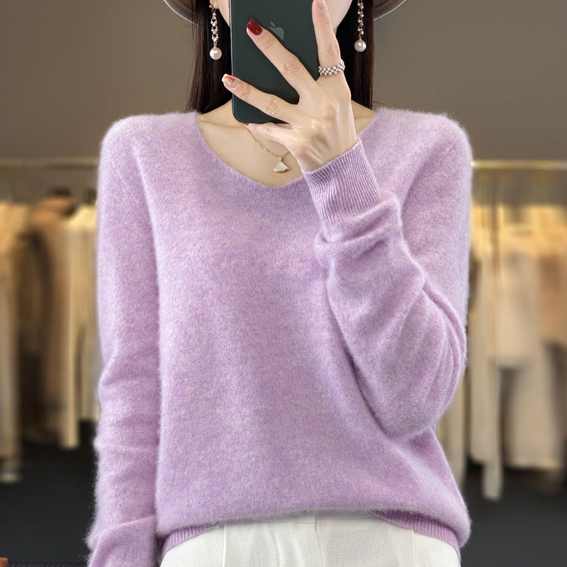WW | Lockere Damenpullover mit V-Ausschnitt für Herbst und Winter