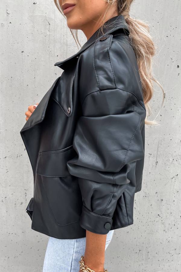 WW | Leder Revers Taschen Britischer Stil Kurzjacke