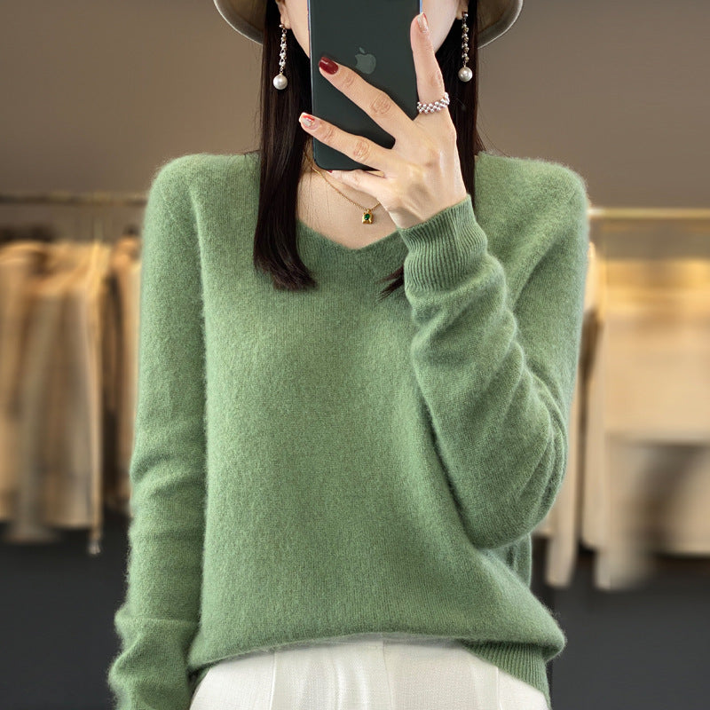 WW | Lockere Damenpullover mit V-Ausschnitt für Herbst und Winter