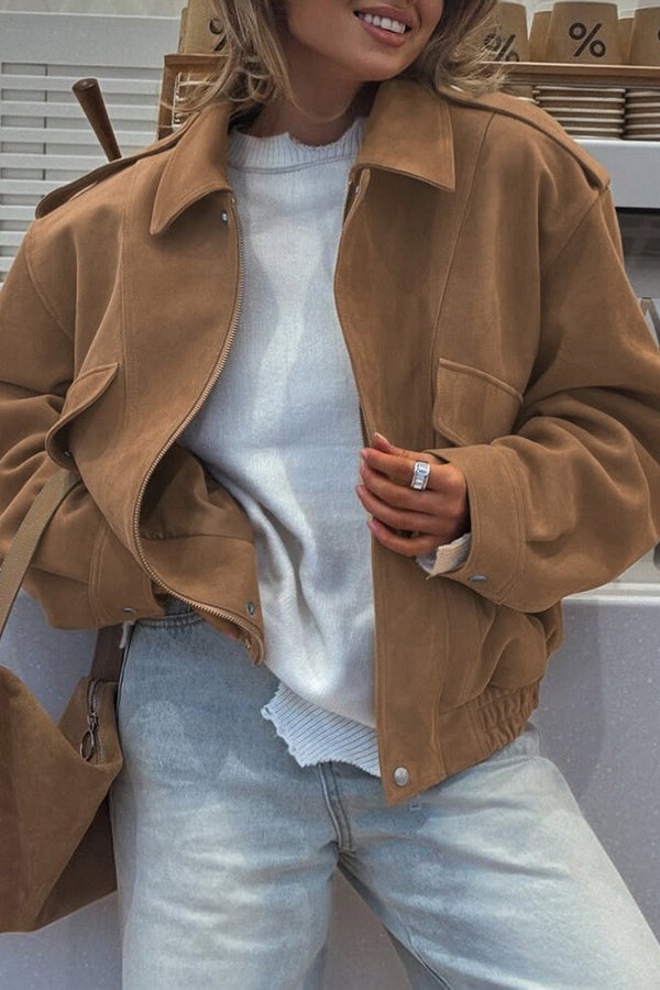 WW | Casual, loose-fitting jacket with zipper and long sleeves