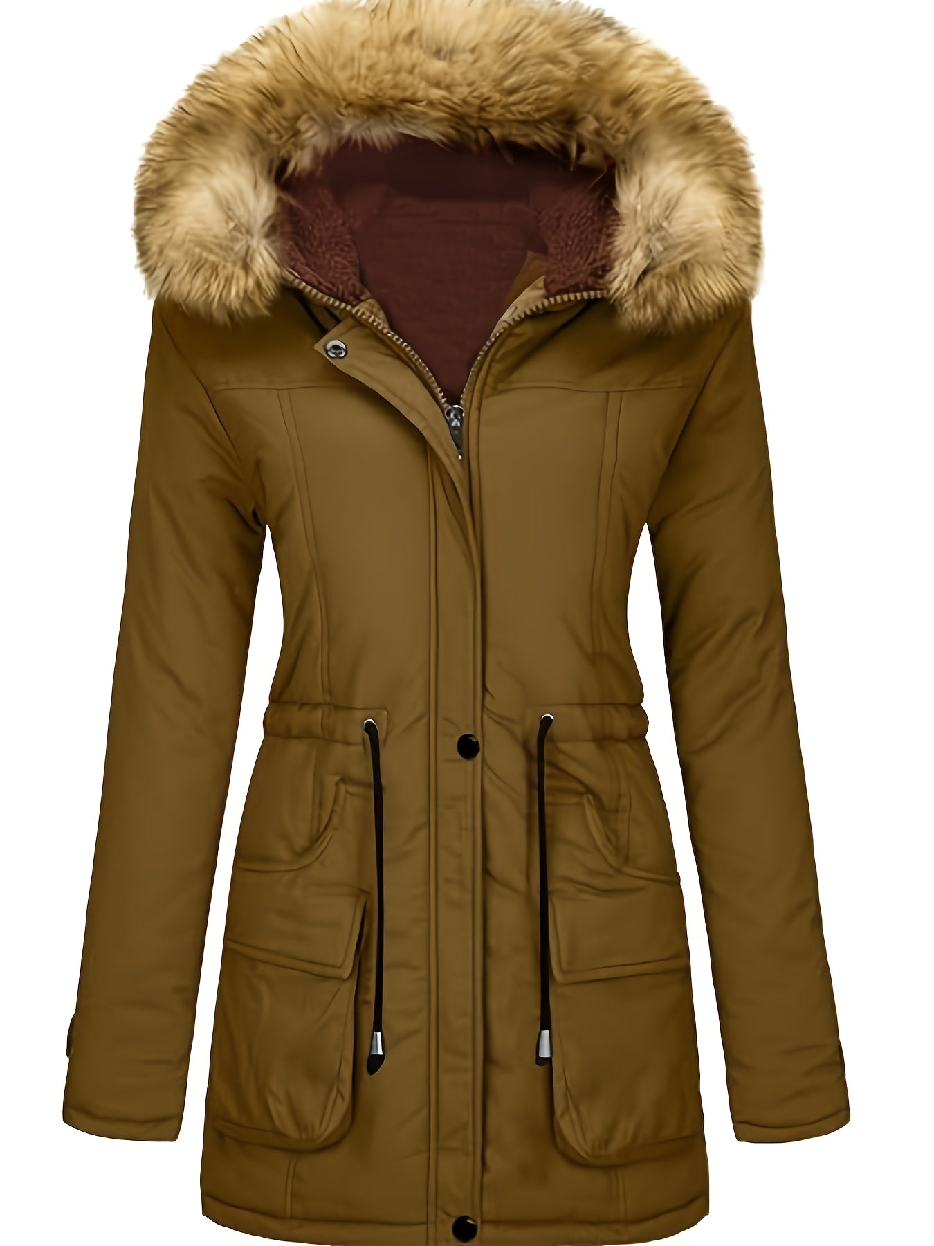 WW | Women's Fleece Parka Winter Jacket with Vegan Fur Hood - Perfect for Outdoor Activities