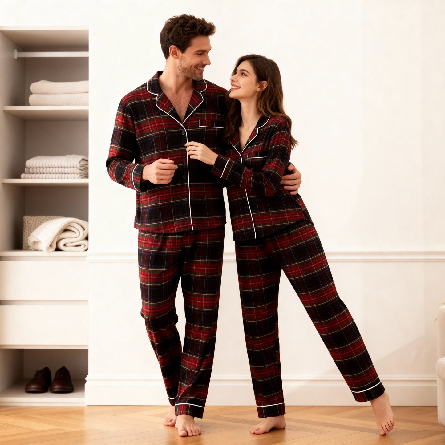 WW | Christmas Red Plaid Button-Front Family Pajama Sets