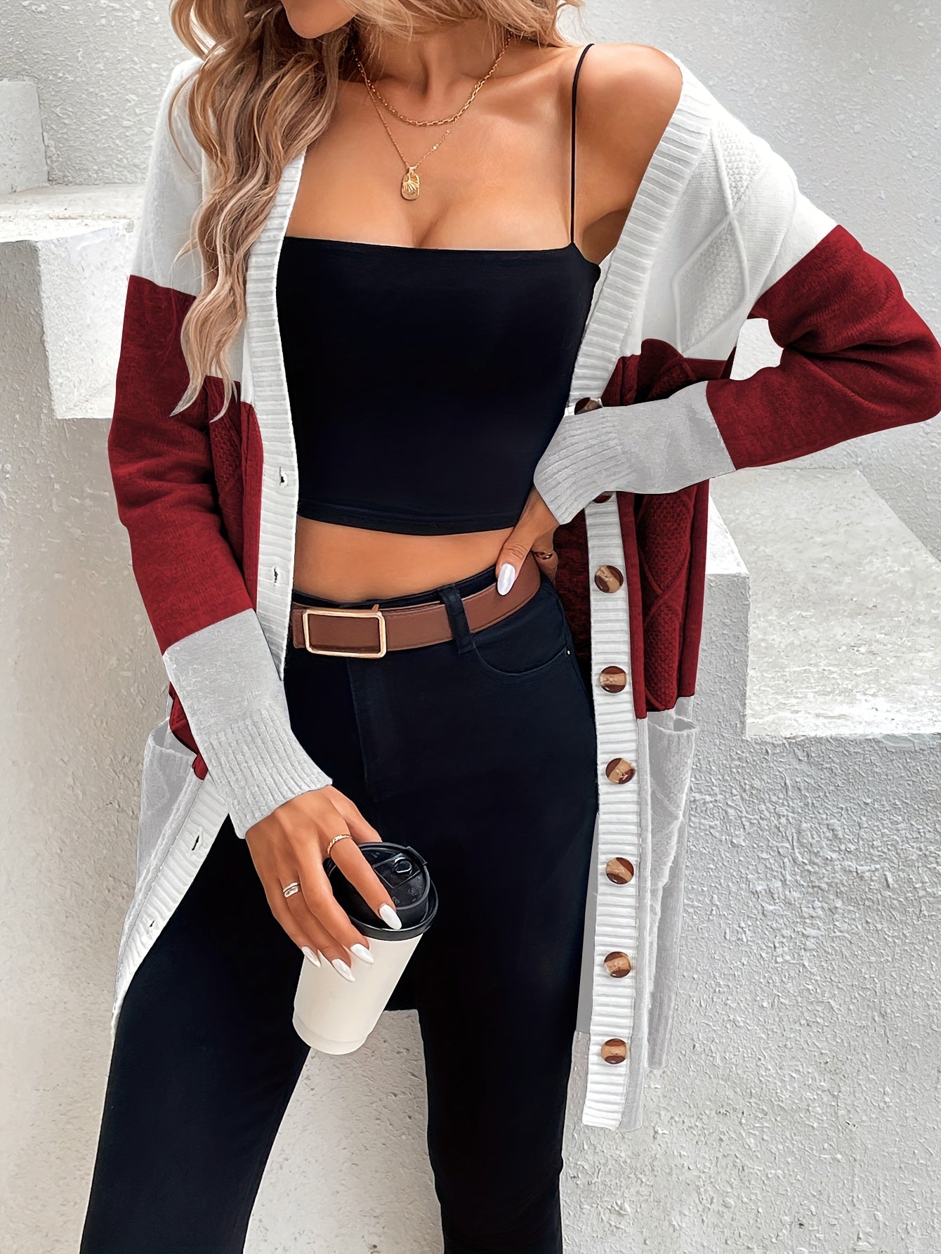 WW | Women's One-Button Wool Knit Cardigan - Perfect for Everyday Wear