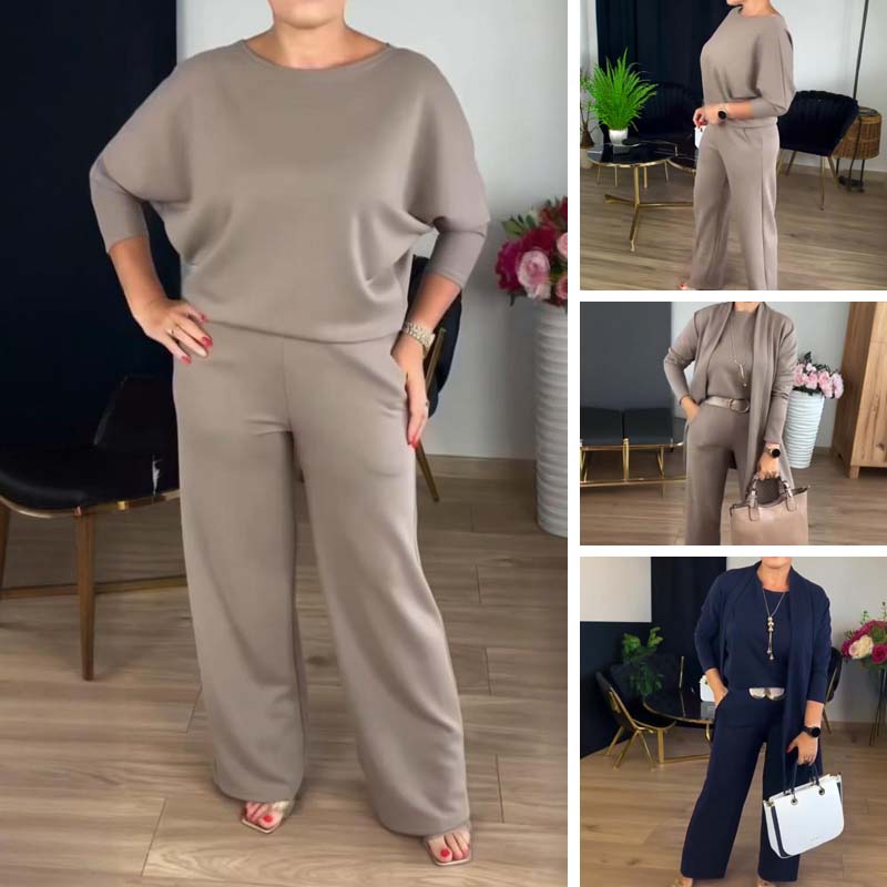WW | Stylish 3-piece set consisting of a long cardigan, top and pants