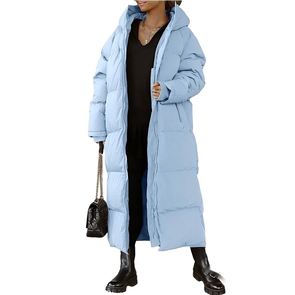 WW | Women's Long Coat – Padded – Oversized Fit – Hooded Full Length Outerwear