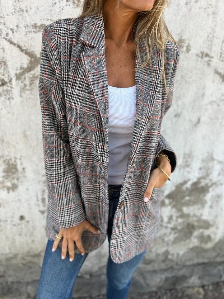 WW | Stylish Women's Plaid Winter Blazer