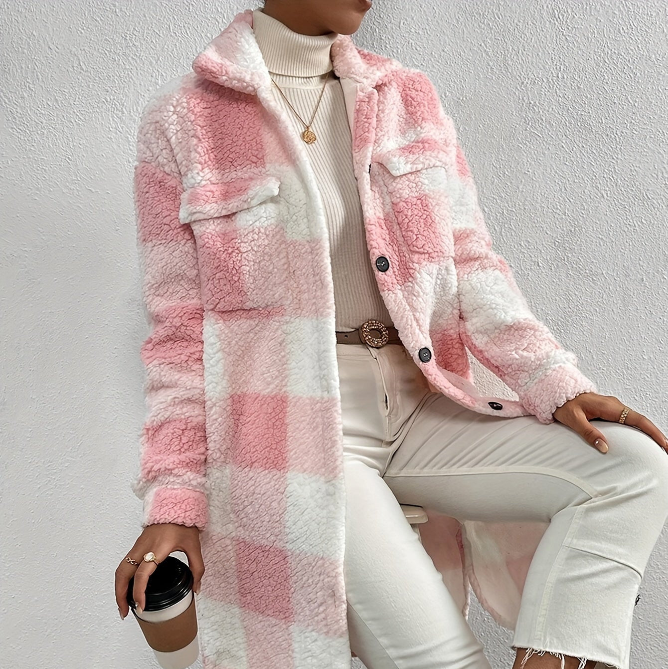 WW | Damen Oversized Teddy Jacke Gemütlicher Stil