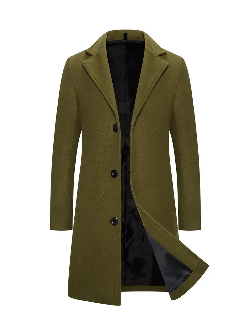 WW | Long Wool Coat with Buttons for Men - Perfect for Formal Occasions