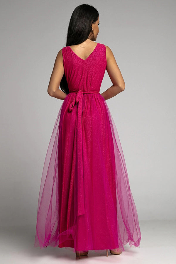 WW | It's My Day Light Tulle Slit Maxi Dress