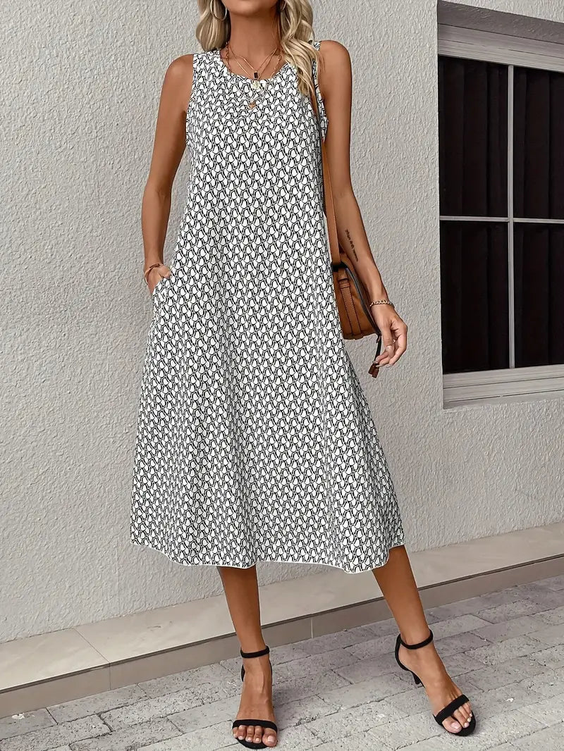 WW | Lässiges Kleid Mit Alloverdruck Und Tasche – Modisch & Bequem