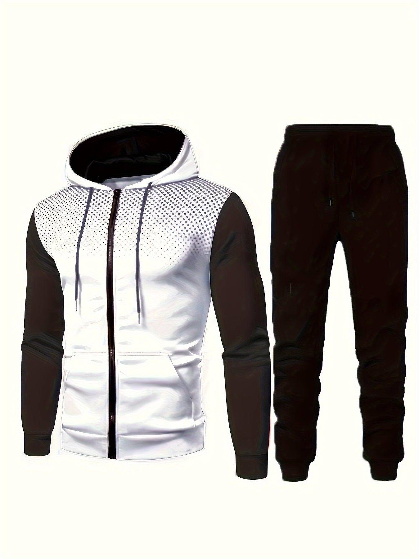WW | Fleece Sweatshirt Tracksuit with Hooded Long Sleeve and Drawstring Trousers for Men - Perfect for Leisure Activities