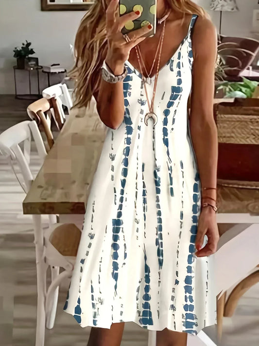 WW | Lässiges Kleid für Frauen für Den Sommer mit V-Ausschnitt und Druck