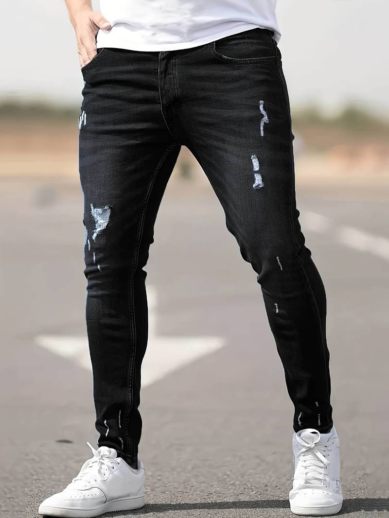 WW | Skinny Fit Jeans with Rips - Stretch Denim Pants for Everyday & Streetwear Style