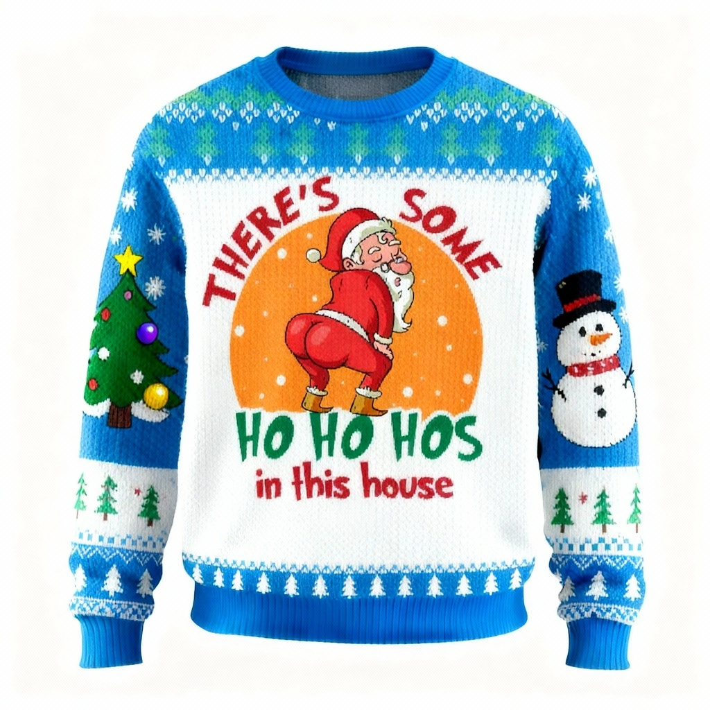 WW | Funny Santa Claus Cartoon Pattern Print Sweatshirt - Ugly & Cozy Unisex Jumper