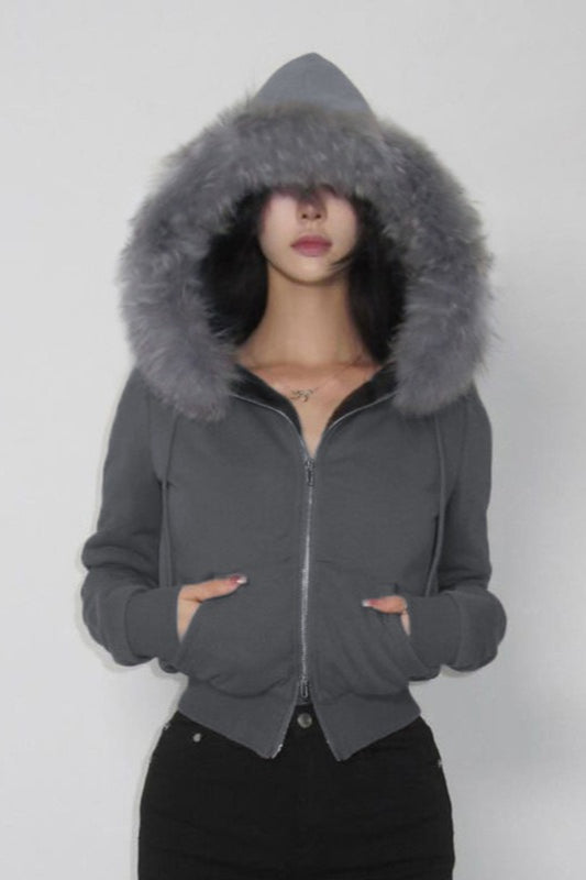 WW | Trim Kapuzen Zip Taille Jacke