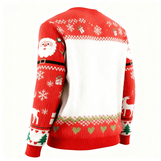 WW | Verspielt Santa Muster Hässlicher Pullover - Unisex Weihnachtsfeier Essentiell