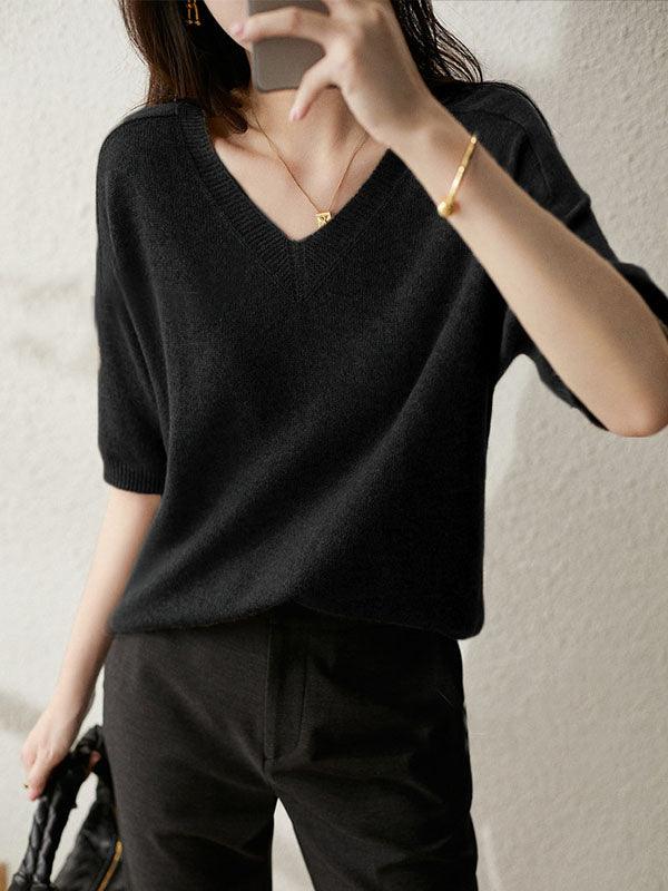 WW | Luxury soft cashmere V-neck sweater for women