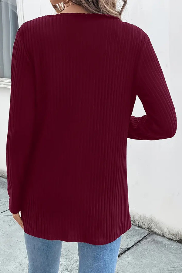 WW | Boho knit cardigan with floral trim and long sleeves