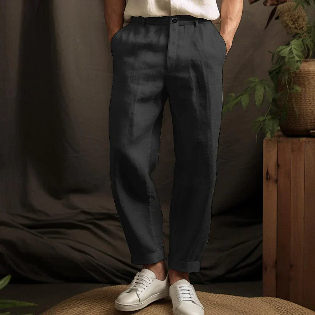 WW | Herren Leinenhose Luftige Sommerhose Mit Regulärer Passform