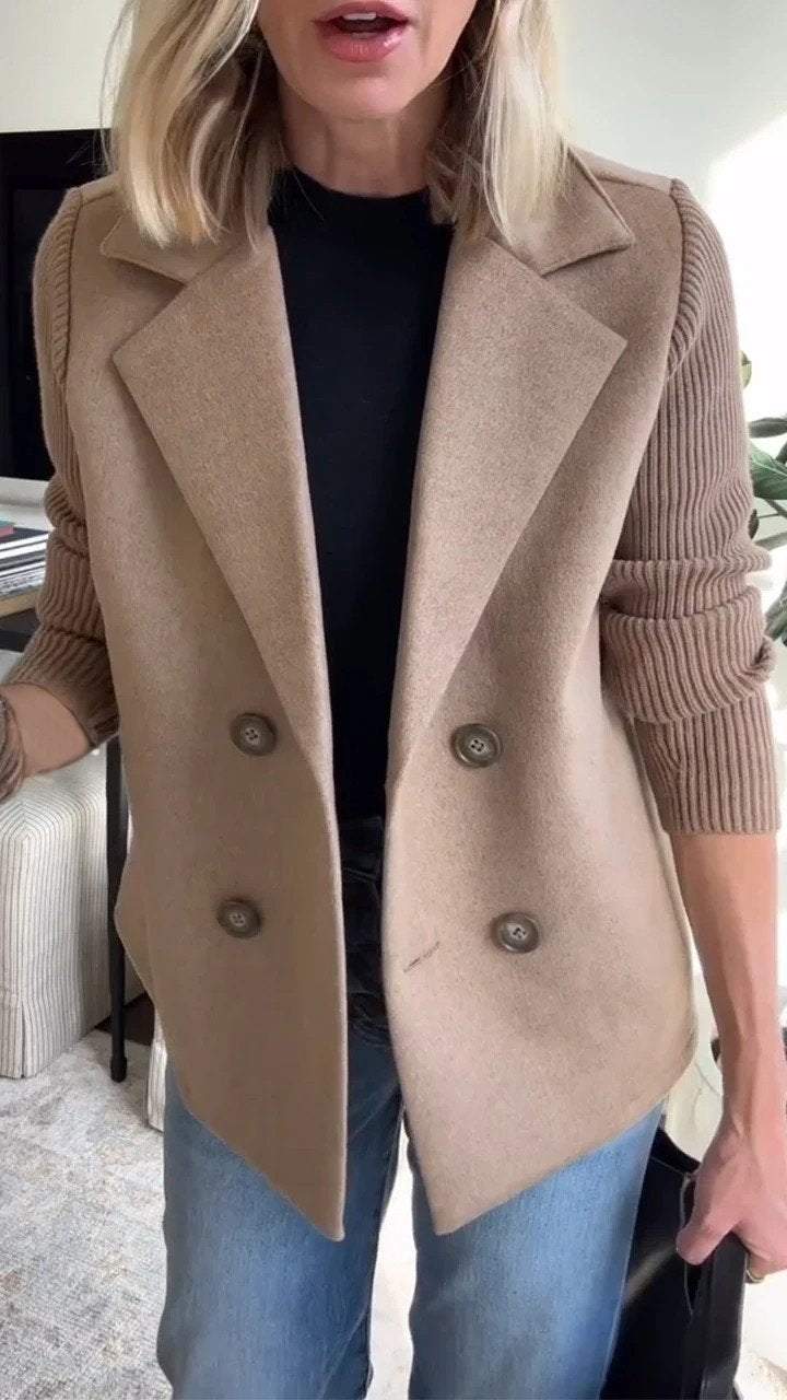 WW | Damen Blazer mit Strickärmeln - Doppelreiher