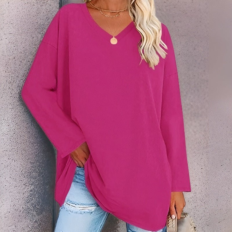 WW | Trendiger V-Ausschnitt-Pullover mit langen Ärmel