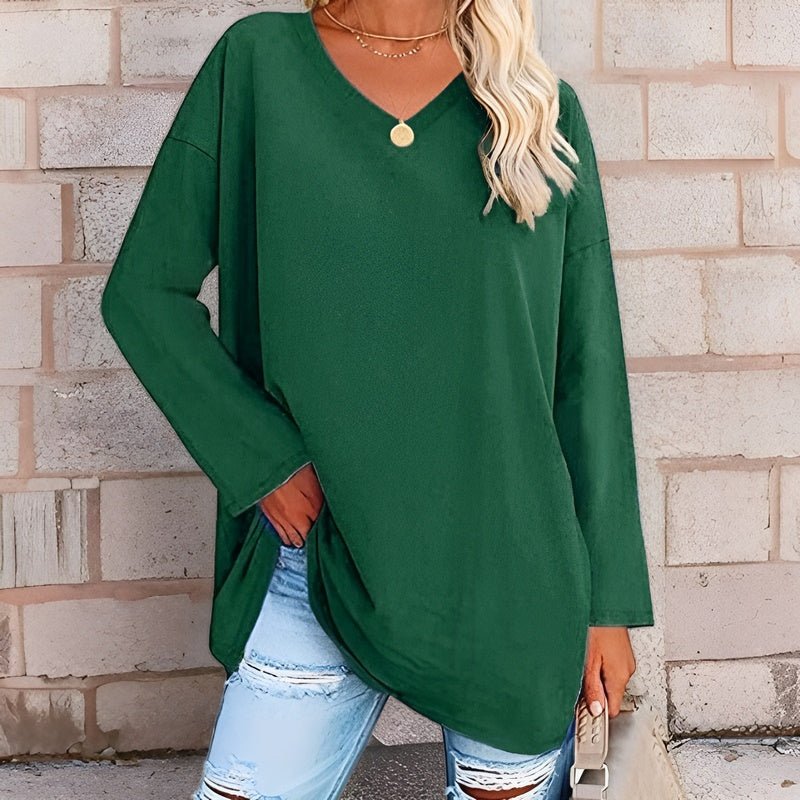 WW | Trendiger V-Ausschnitt-Pullover mit langen Ärmel