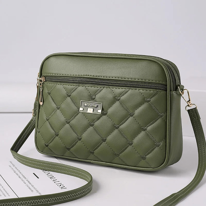WW | Women's Shoulder Bag With Diamond Pattern And Zipper