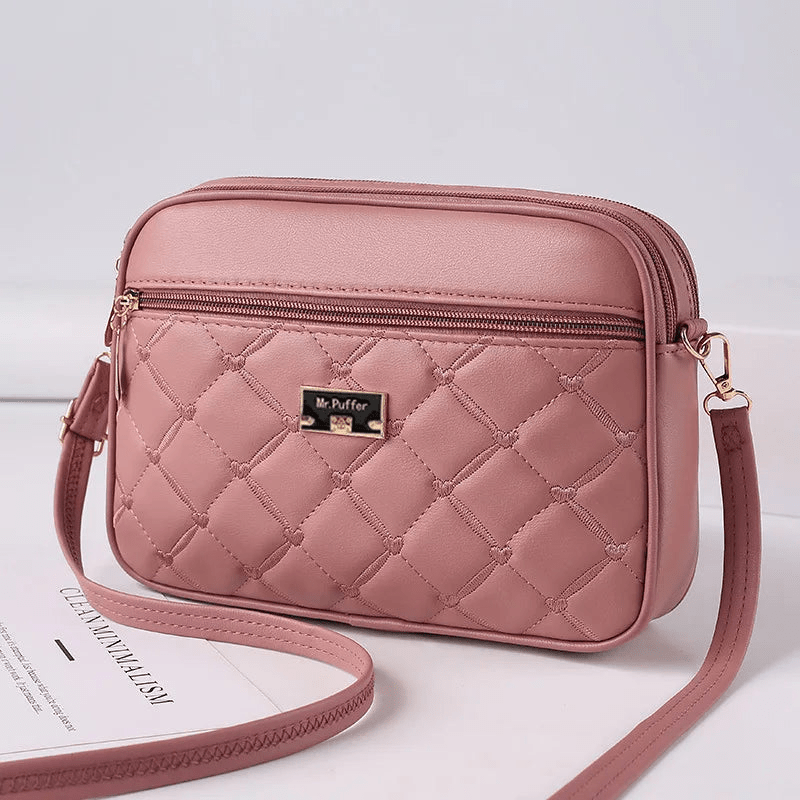 WW | Women's Shoulder Bag With Diamond Pattern And Zipper