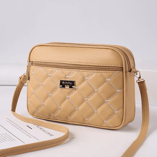 WW | Damen Schultertasche Mit Diamantmuster Und Reißverschluss