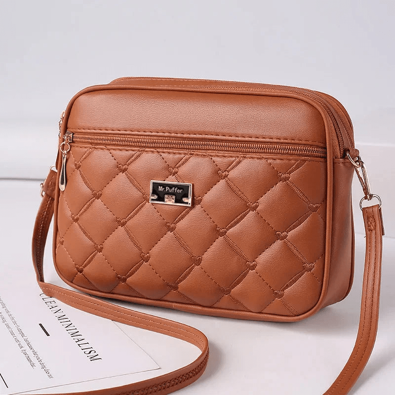 WW | Women's Shoulder Bag With Diamond Pattern And Zipper