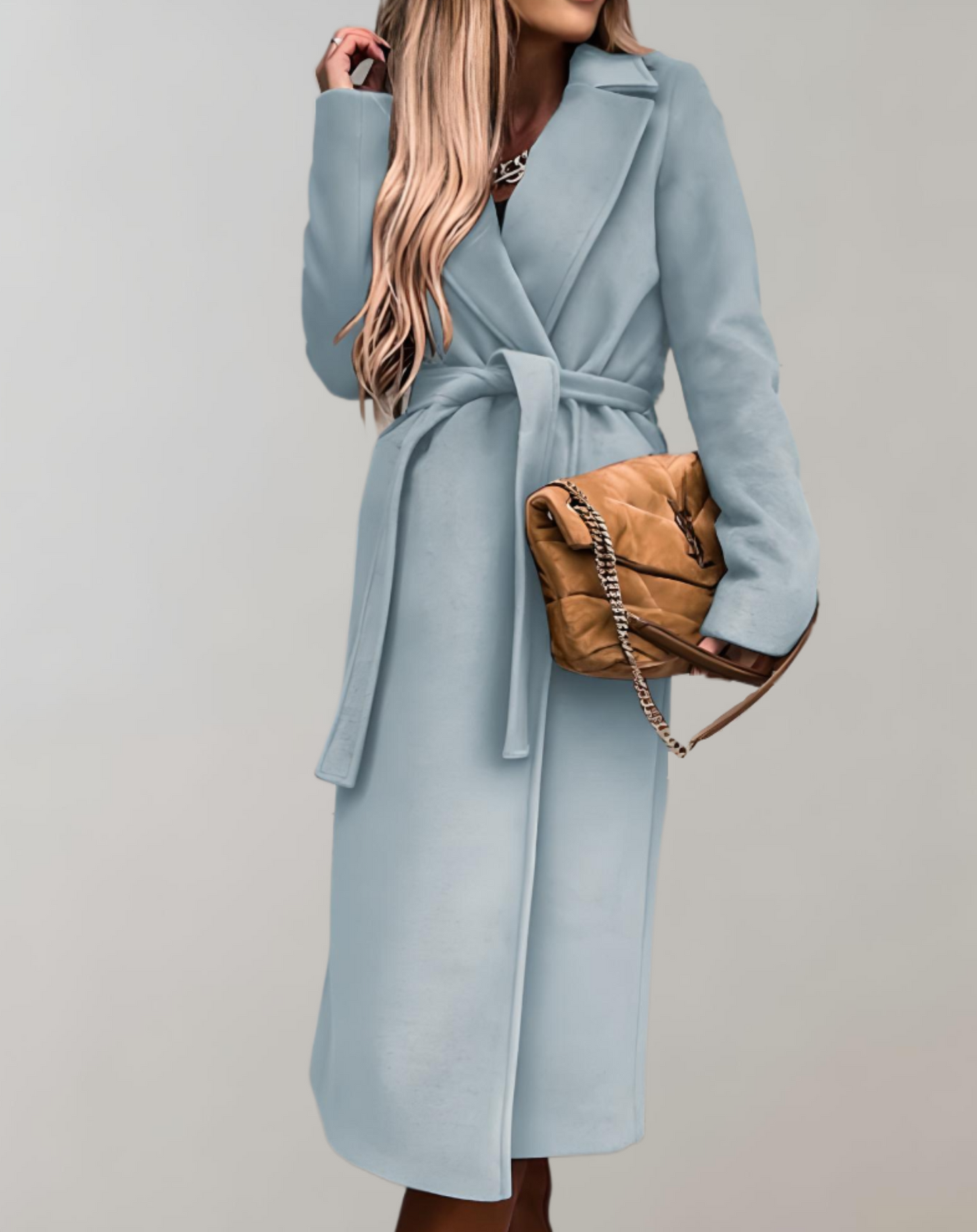Long Autumn Jacket for Women with Belted Jacket